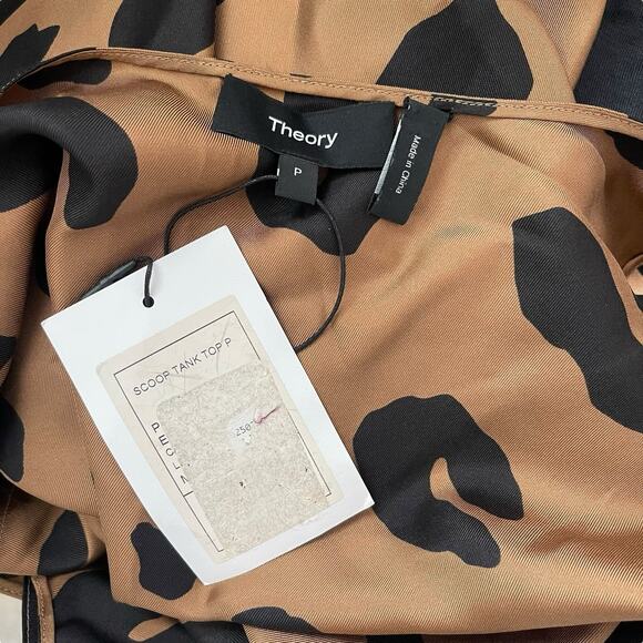 Theory Womens P Scoop Neck Tank Top Shell Blouse Leopard Print Silk NWT Career - Picture 2 of 8